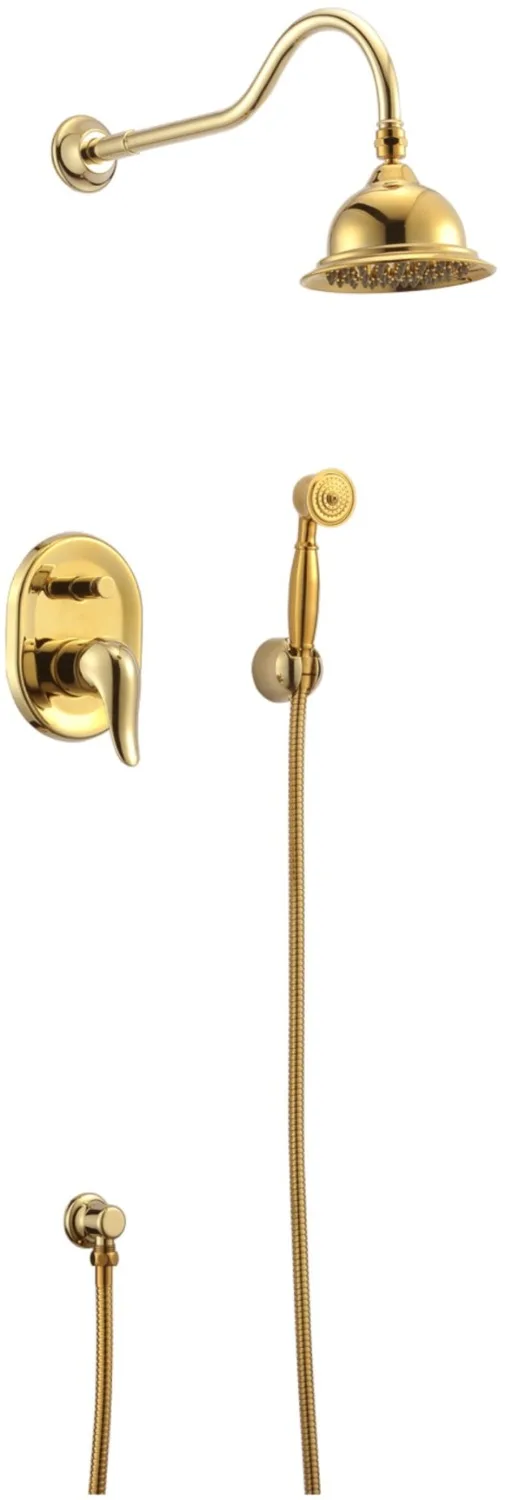 

Free ship wall mounted gold PVD finish waterfall shower and bath tub faucet mixer tap