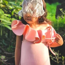 Платье ручной работы для девочек; Фирменные розовые осенние вечерние платья с открытой спиной в пляжном стиле с цветочным 3D принтом для девочек; винтажная одежда для маленьких девочек