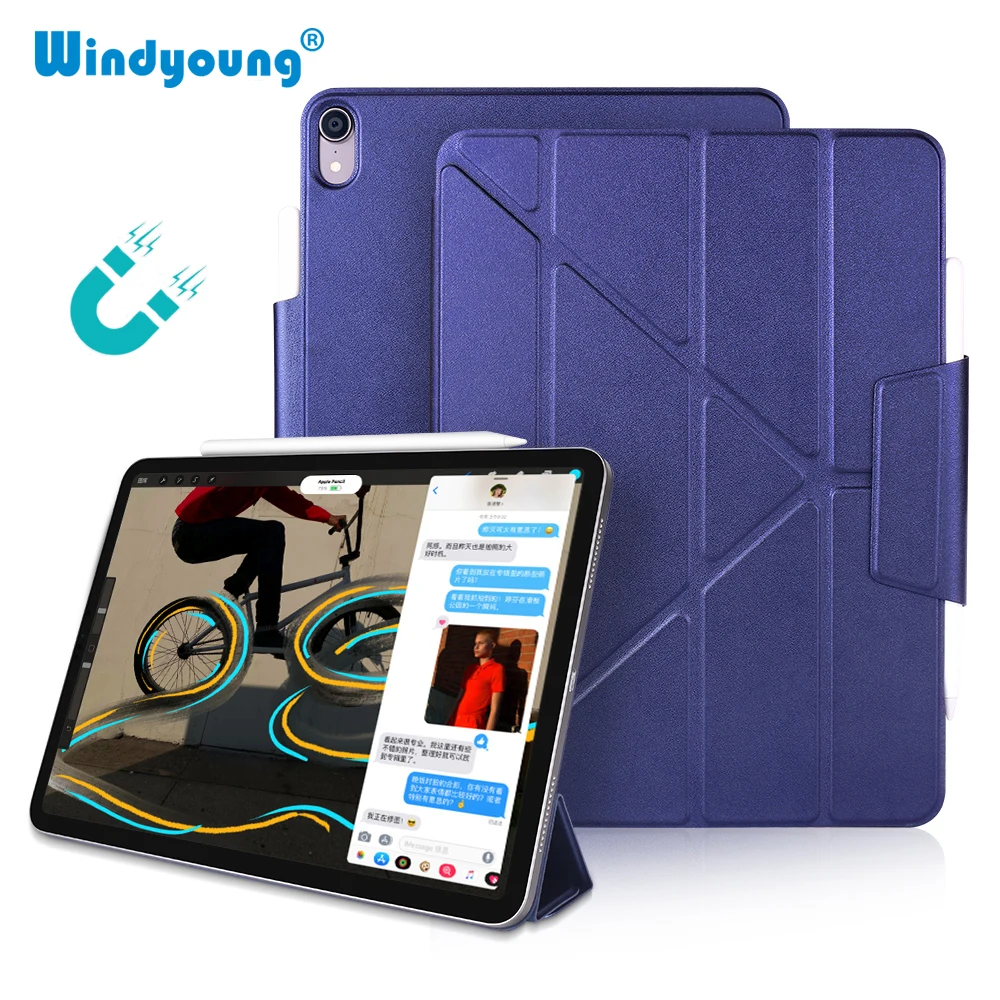 

Magnetic Case for iPad Pro 11 12.9 2018 Multi-Fold PU Leather Stand Smart Cover Case for iPad Pro 12.9 11 Funda with Pencil Hold