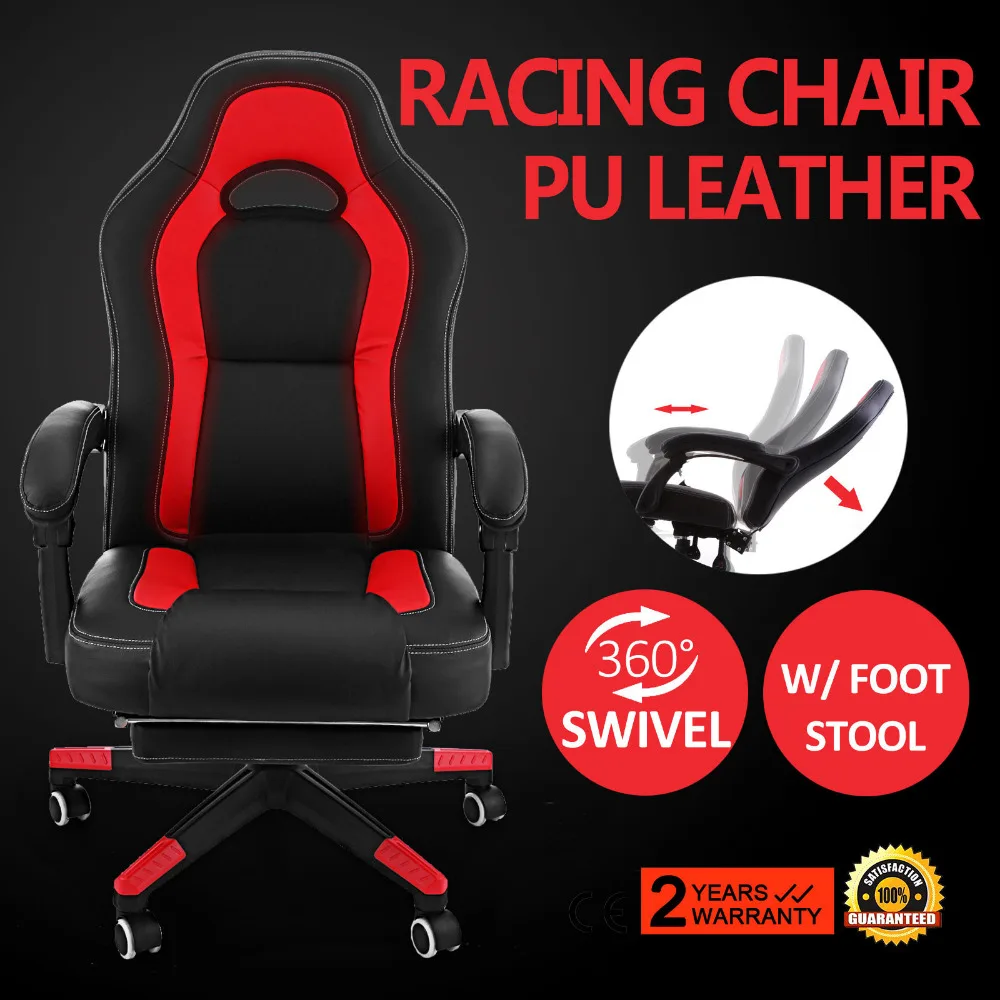  Happybuy Racing Gaming Chair PU Leather Ergonomic Design Computer Gaming Racing Chair High Back Com