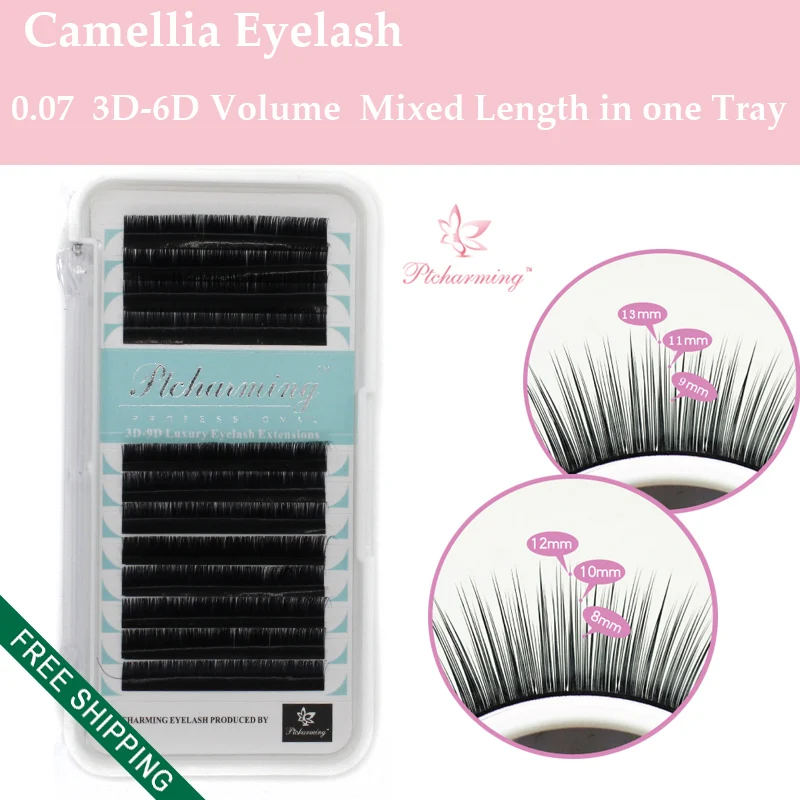 4pcs C ,D Camellia Eyelash Pandora 3D 6D 0.07mm of Mixed length Volume