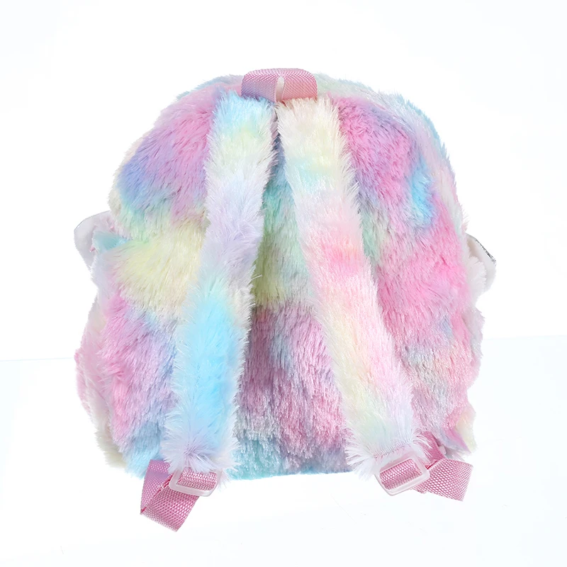  Cute Unicorn Student School Backpack Girl Cartoon Mini Fur Schoolbag Kidergarten Doll Plush Bag Toy - 33062006772