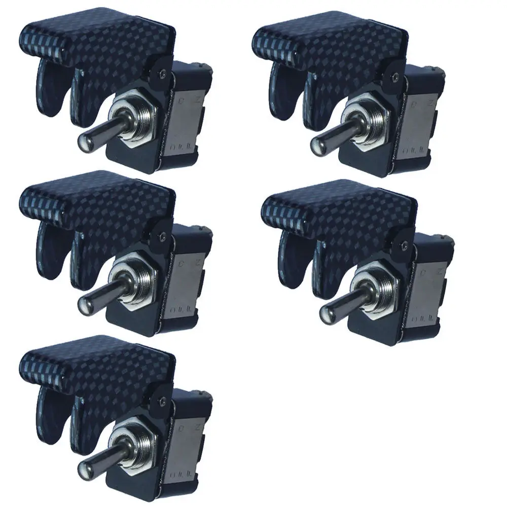 Ee Support 5 X 12v 20a Carbon Fiber Cover Rocker Toggle Switch Spst On