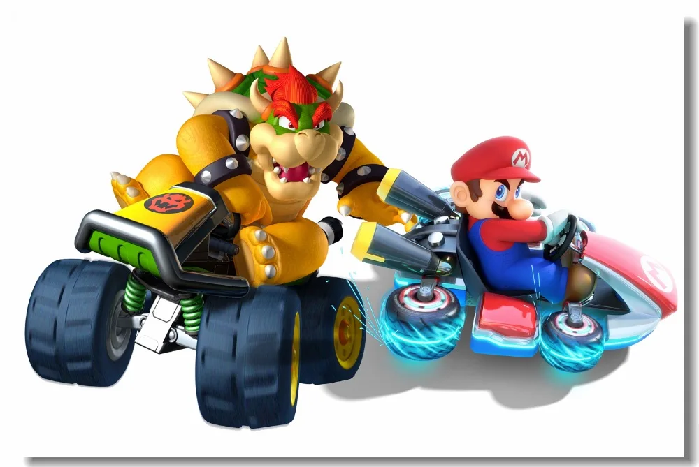 カスタムキャンバス壁壁画クッパマリオカートバトルポスタースーパーマリオカート壁紙王女デイジー桃ウォールステッカー 0477 Wall Stickers Aliexpress