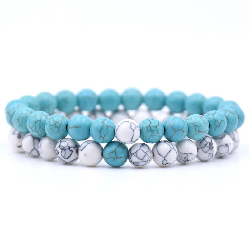 2Pcs/Set Couples Distance Bracelet Classic Natural Stone 18 styles Beaded Bracelets for Men Women Best Friend