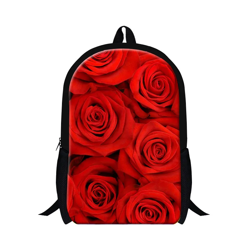 

2016 Designer School Backpack Rose Flower Print Women Casual Double Shoulder Bag Girls School Bags For Teenagers Mochila Escolar