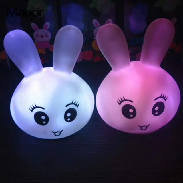 2PCS LED Animal Rabbit Head Shape Desk Night Light Home Atmosphere Lighting