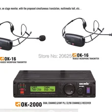 OK-2000 OK-16 Профессиональный двойной канал UHF истинное Разнообразие беспроводной микрофон Система 2 канала гарнитура передатчик тренажерный зал церковь