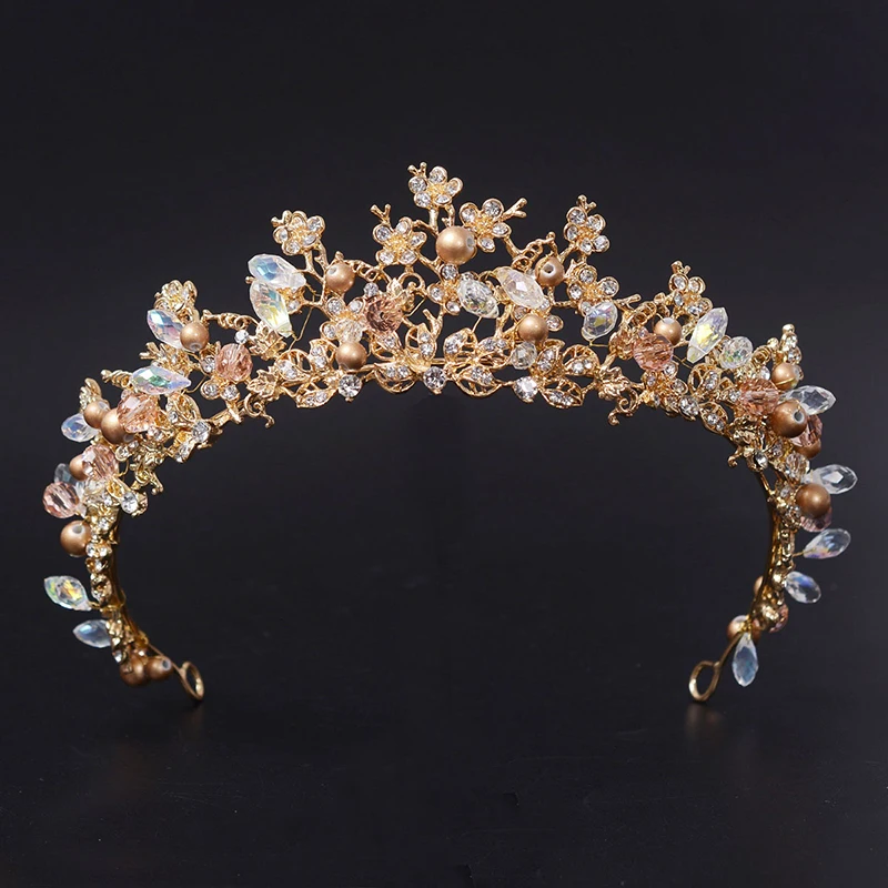 Goedkoop Mode Magnificent Diadeem Clear Crystal Bridal Tiara Bloem Bruiloft Kroon voor Bruid Bruiloft Pageant Haar Accessoires