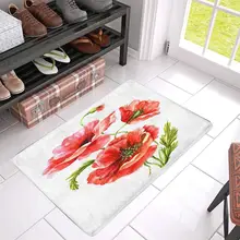 Маки акварель передней двери коврик 30X18 дюймов Добро пожаловать коврик для дома, в помещении, вход, кухня, патио