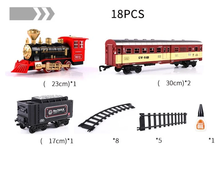 Новый бренд классический трек поезд ретро-модель Паровозик Электрический моделирование собрать хобби игрушка 18 шт. детей рождественские
