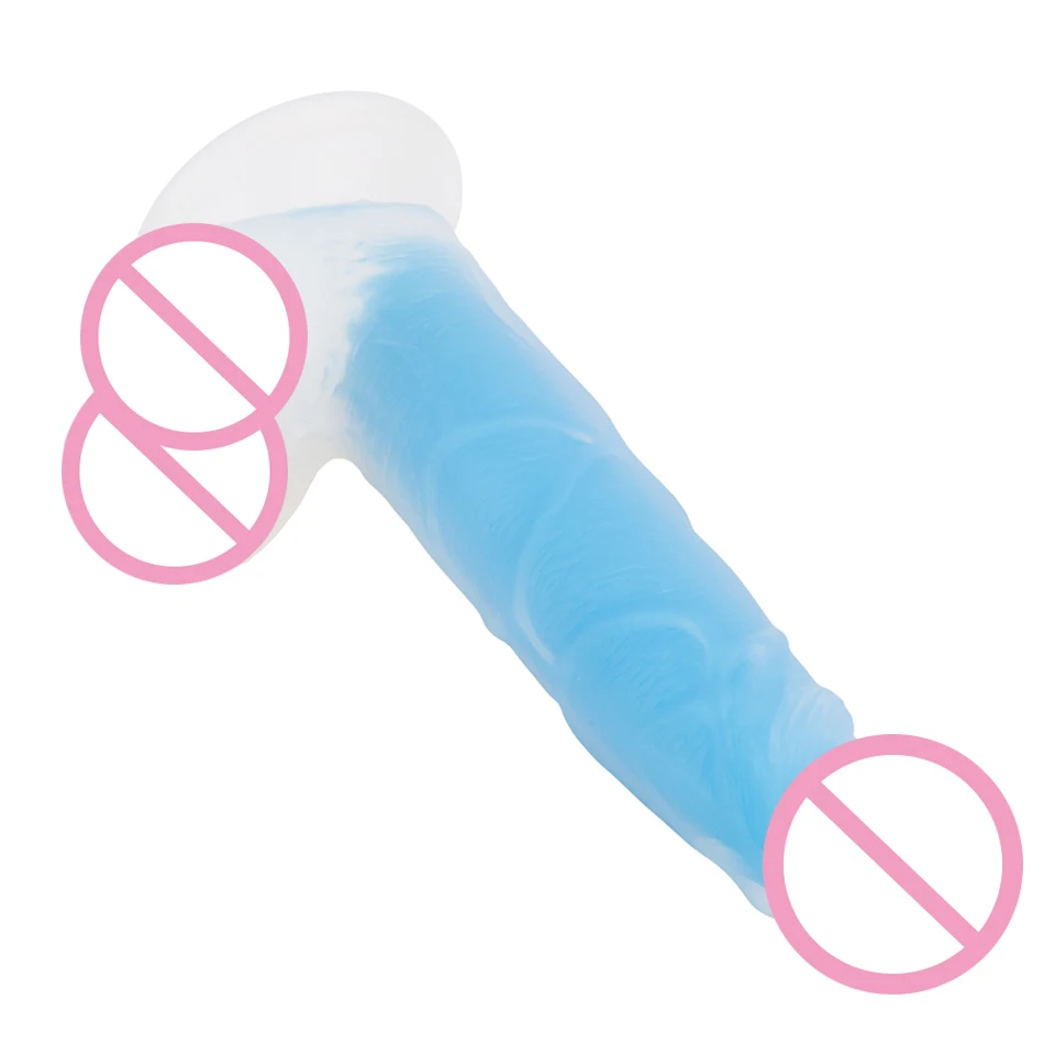7.5 inch Jelly Silicone Luminous Dildo Realistic Faloimitator Glow in the Dark Penis Strapon Dick Adult Sex Toys for Woman