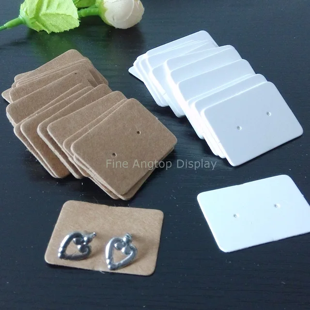 100 Pieces Rectangle Handmade Jewelry Display Accessories Earrings 100 Pieces Rectangle Handmade Jewelry Display Accessories Earrings Cardboard Kraft Paper Packaging Hook Holder Card 35