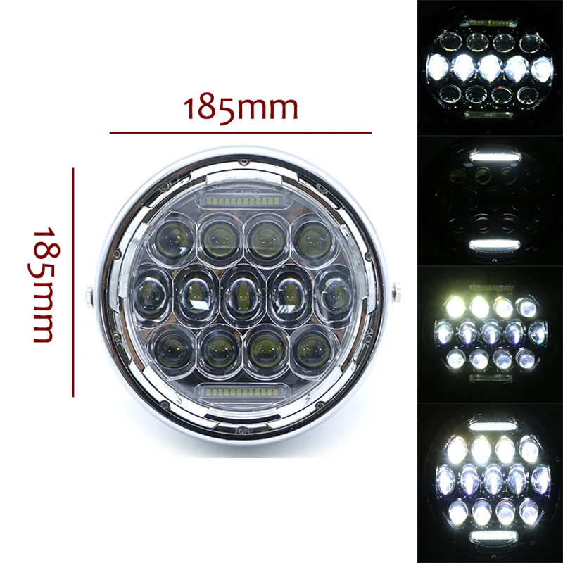 

Universal 7" Motorcycle LED Headlamp 7 Inch Scooter Round Headlight DC 12V Light for Motorbike Classic Silver Motor Front Lamp