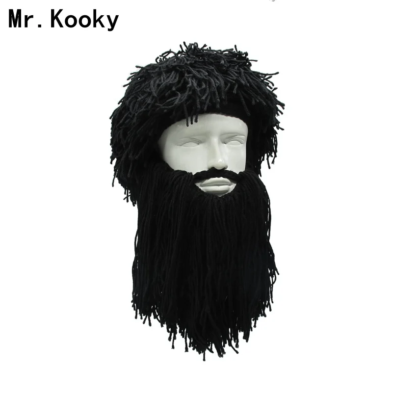 Мужская и женская сумасшедшая шапка Mr.Kooky с париком бородой зимние шапки Vagabond