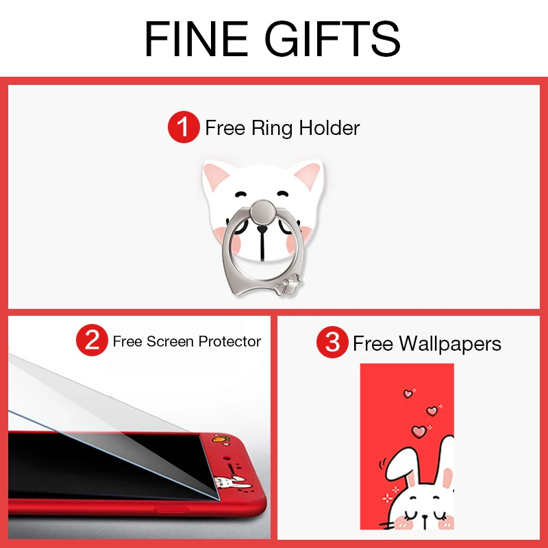 ASINA 360 Full Cover Cases For iPhone 7 Case Original Cute 3D Cartoon Cover For iPhone 7 8 Plus X Bumper Fundas Tempered Glass