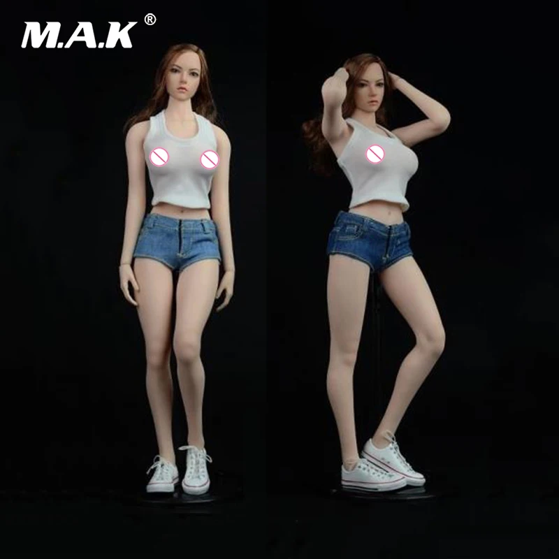 

1/6 Scale FemaleSexy Vest Denim Shorts Set White vest Blue jeans shorts suit set For PH Jiaodol Action Figure