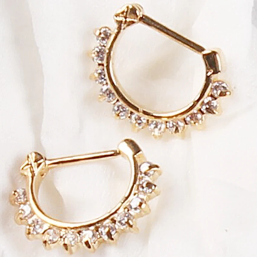 Free shipping Full Crystal Nose Hoop Nose Rings Daith septum Stainless