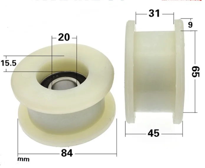

2Pieces/lot Diameter:84mm 6204 Double Bearing Nylon Pulley
