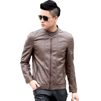 

Plus Size Leather Coat Men 2020 New Spring And Autumn Leather Jacket Men Short Slim Motorcycle Leather Clothing Male OAIRED