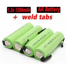 Aa bateria recarregável 1.2 v 1200 mah nimh 14500 aa bateria com solda para diy elétrica razor dentição brinquedos bateria de segurança
