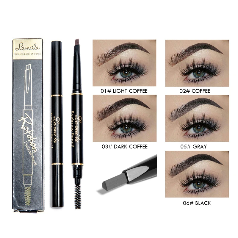 

New Brand Waterproof Double Head Automatic Eyebrow Pencil Natural Long Lasting Paint Tattoo Eye Brow Enhancer Black Brown Makeup