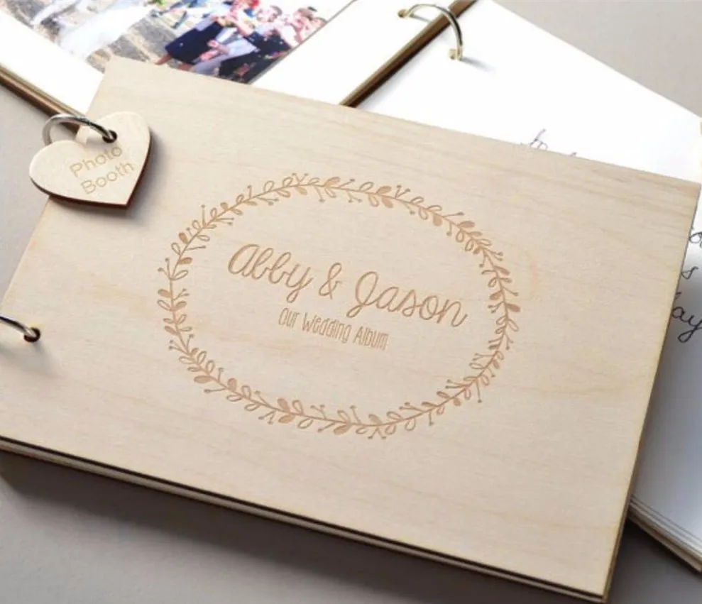 

A5 Rustic Wedding Guest Book Custom Guestbook Wooden Wedding Party Favors Personalized Gifts mariage decoration