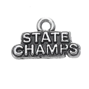 

50PCS Vintage Charms Antique Silver Charm Dangle STATE CHAMPS Pendant Making For DIY Necklace Bracelet Charm Women Jewelry