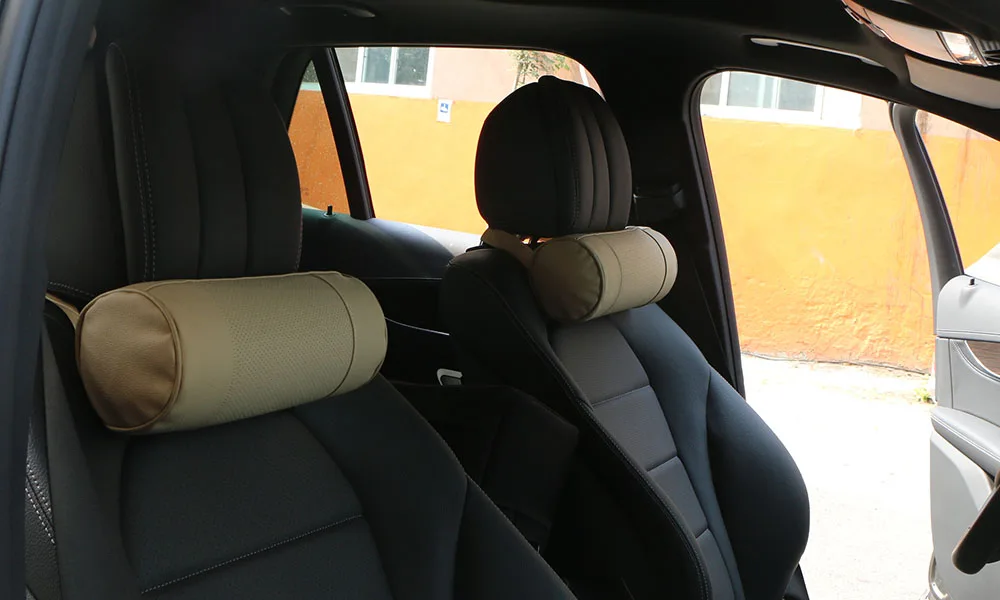 Автомобильная подушка для шеи из пены с эффектом памяти/Автомобильная круглая подушка для офисного стула из натуральной кожи с подушкой черного цвета