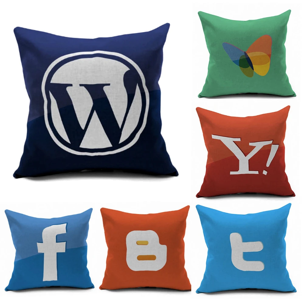 

Wordpress Website Internet Technology Symbol Logo Emoji Pillow Massager Decorative Pillows Cover Euro Home Decor Gift