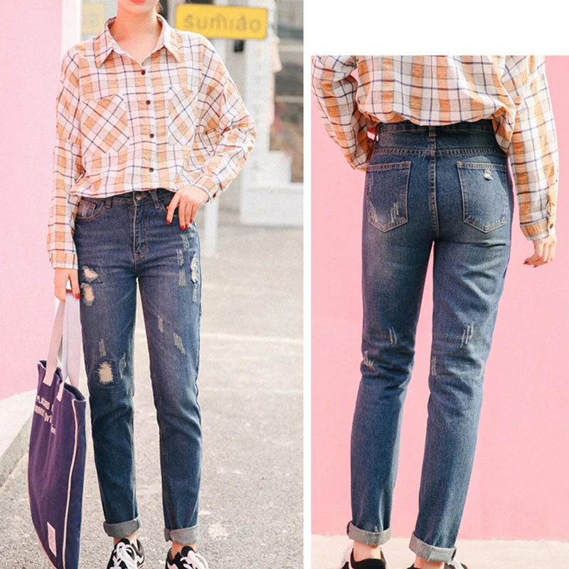 Женские шаровары джинсы с высокой талией винтажные женские джинсовые карандаш женские укороченные брюки больших размеров длинные брендовые модные брюки для женщин рабочие джинсы