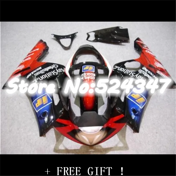 

Injection ABS Fairing for Kawasaki Kit 2003 2004 03 04 ZX6R 636 ZX-6R Play Station 2 Cowling Black Red