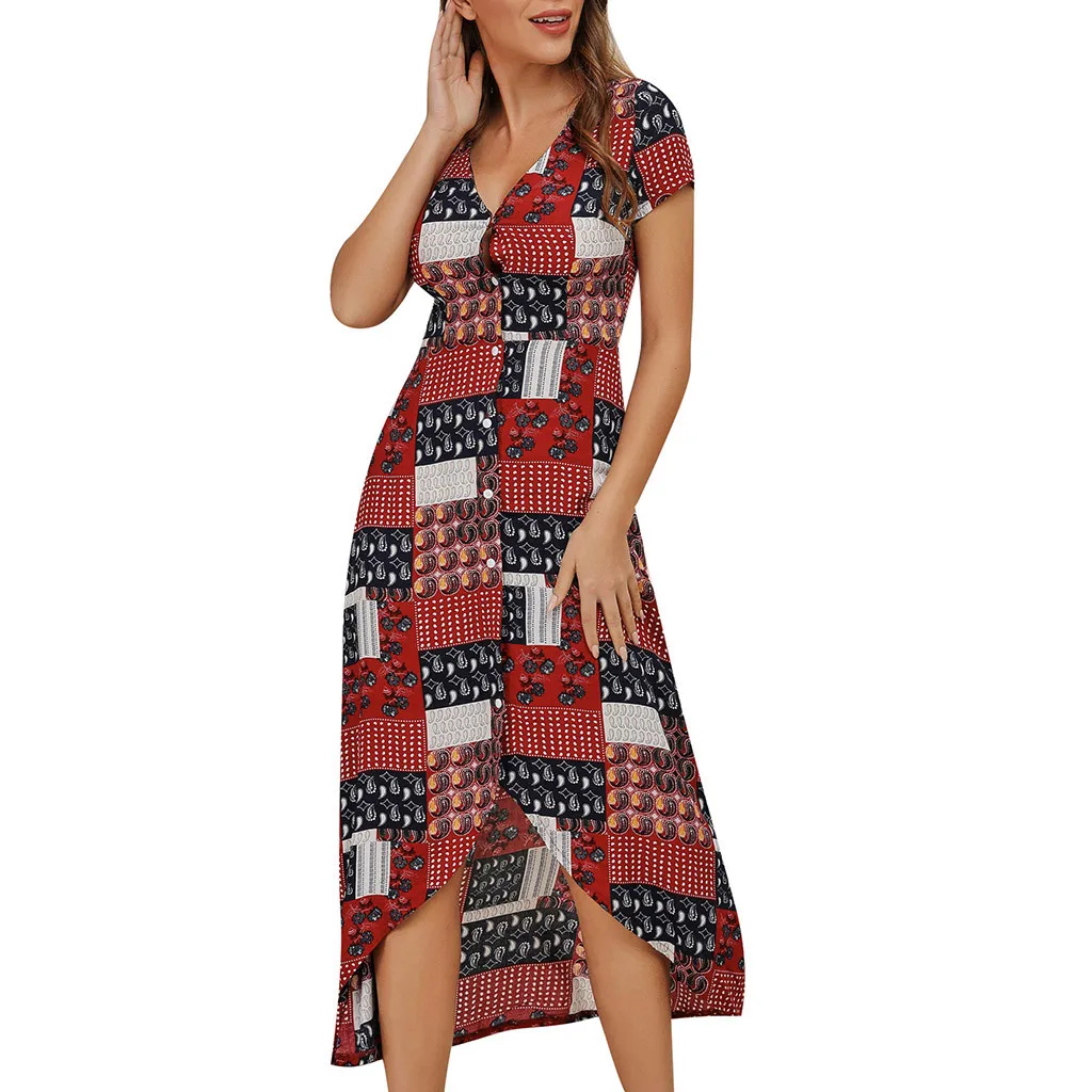 

KLV 2019 Womens Floral Printting Off Shoulder Split Party Bodycon Slim Long Dress free shipping D4