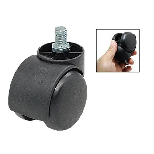 

WSFS Hot Threaded Stem Connector Twin-wheel Black Chair Trolley Caster with 3/8" Threaded Stem