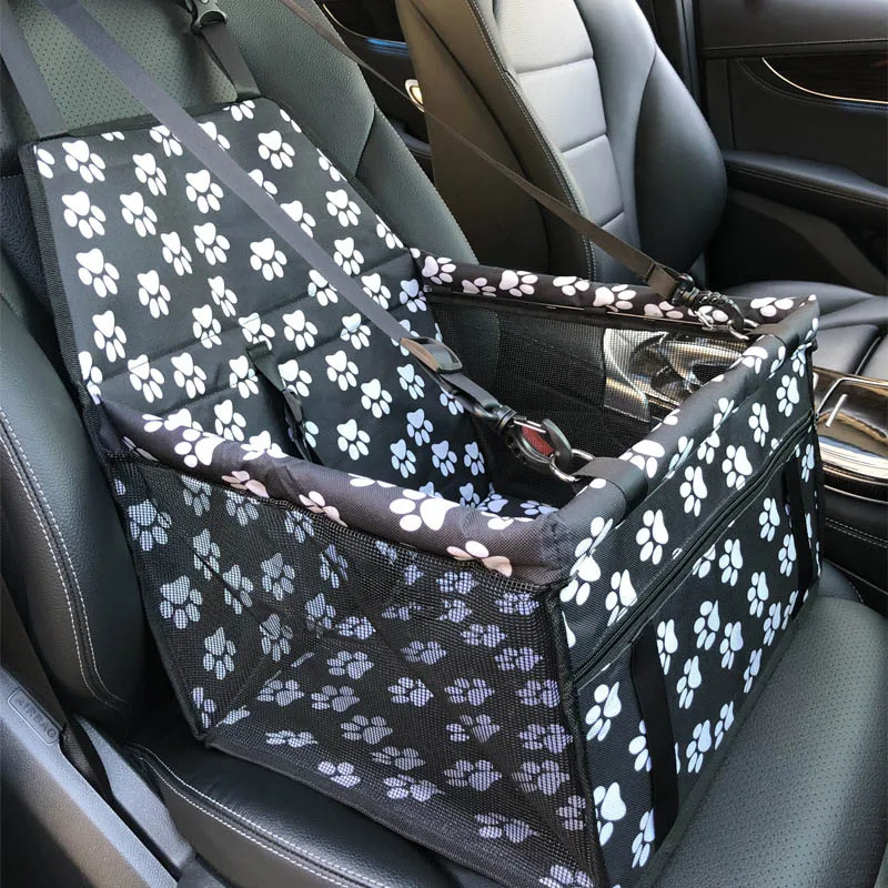 Black Footprint Pet Carrier автокресло Pad безопасно выполнять Cat сумка для щенков сетки Автомобильные путешествия аксессуары Водонепроницаемый Собака Автокресло Обложка подвесная корзина - Цвет: Black Footprint