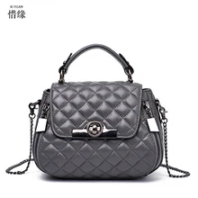 Известный дизайнер, стеганая овчина, натуральная кожа, клетчатая женская сумка на плечо, брендовая сумка, маленькая сумка на цепочке, сумка-мессенджер, сумка серого цвета