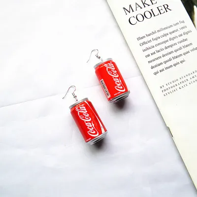 Summer Drink Cans Drop Earrings for Women Fashion Accessories Girl DIY Handmade Unique Personality Dangle Earrings Jewelry Gift - Окраска металла: E-Cola