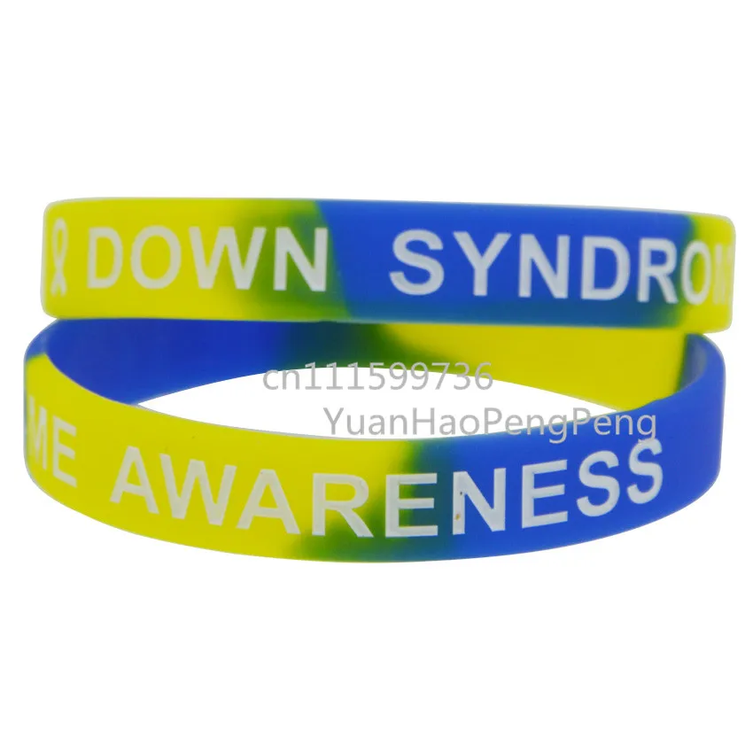 

50pcs/lot Segemented Colour Wristband Down Syndrome Awareness Silicone Bracelet