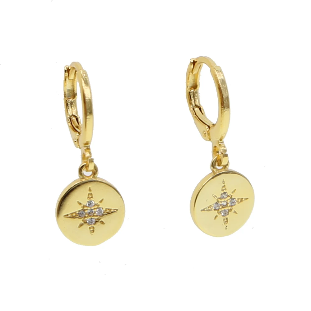 

1 Pair Ladies Gold color Drop Earrings for Women Coins North star Charms Dangle Earrings Fashion Pendants Mujer Brincos 2019 new