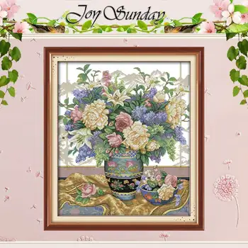 

Free Ship Handmade Oriental Vase Painting Counted Cross Stitch 11CT 14CT flowers Cross Stitch Sets Embroidery Kits Needlework