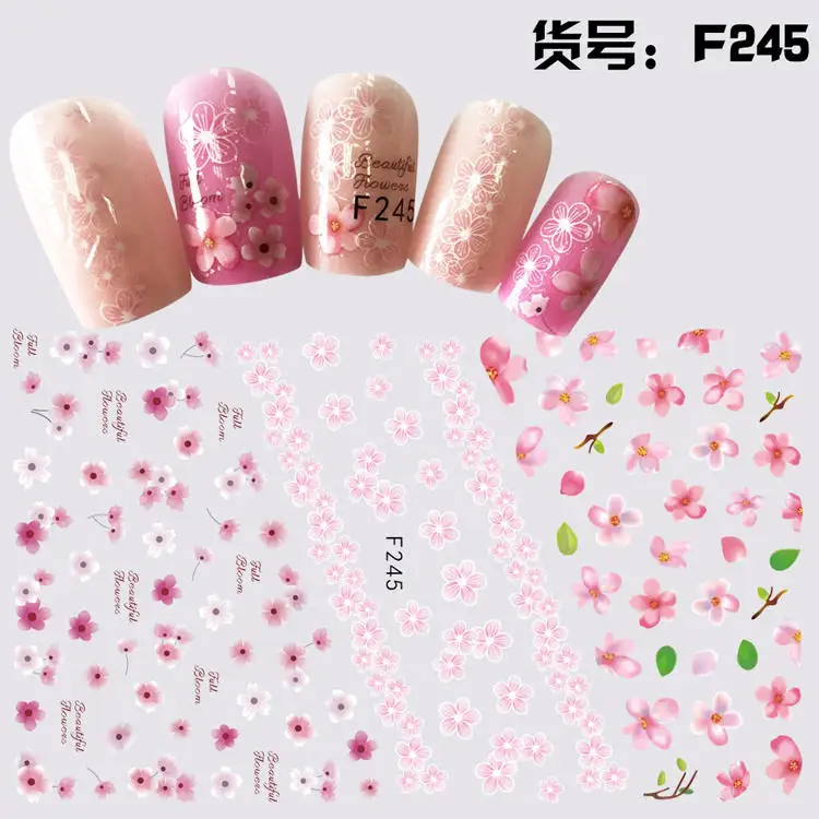 LCJ 3D Лисичка/цветок/кошка/перья наклейки для ногтей дизайн ногтей блестящие Блестящие бабочки Самоклеющиеся татуировки для ногтей - Цвет: F245