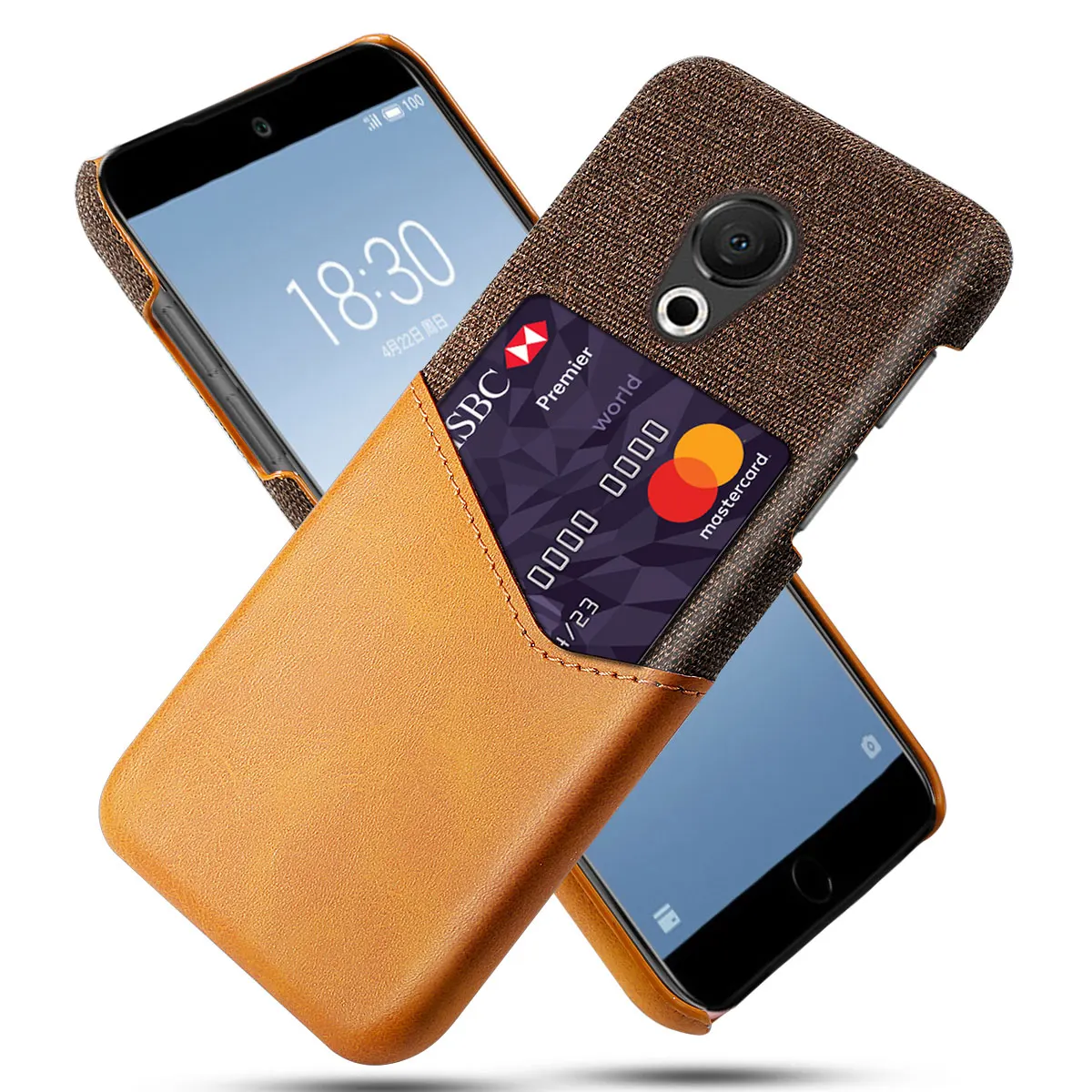 

Luxury Leather Hard Cloth With Card Protective Back Cover Phone Cases for Meizu 15 Lite 15Lite Phone Shell