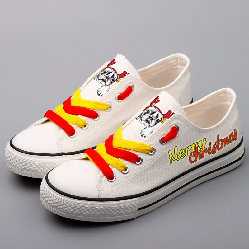 

Funny Design Christmas Dog Santa Claus Canvas Shoes Customize Merry Christmas Reindeer Printed Men Tenis Espadrilles Zapatos