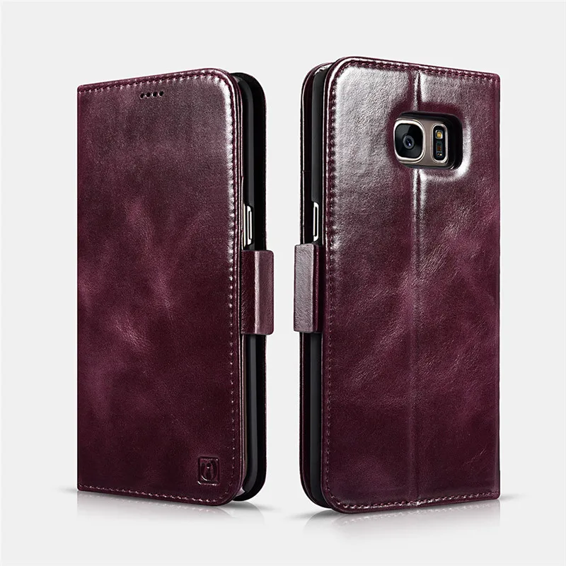 

ICARER Silmarillion Genuine Leather Flip Folio Case Cover For Samsung GalaxyS7 Card Slots Magnetic Detachable 2 in 1 Wallet Case