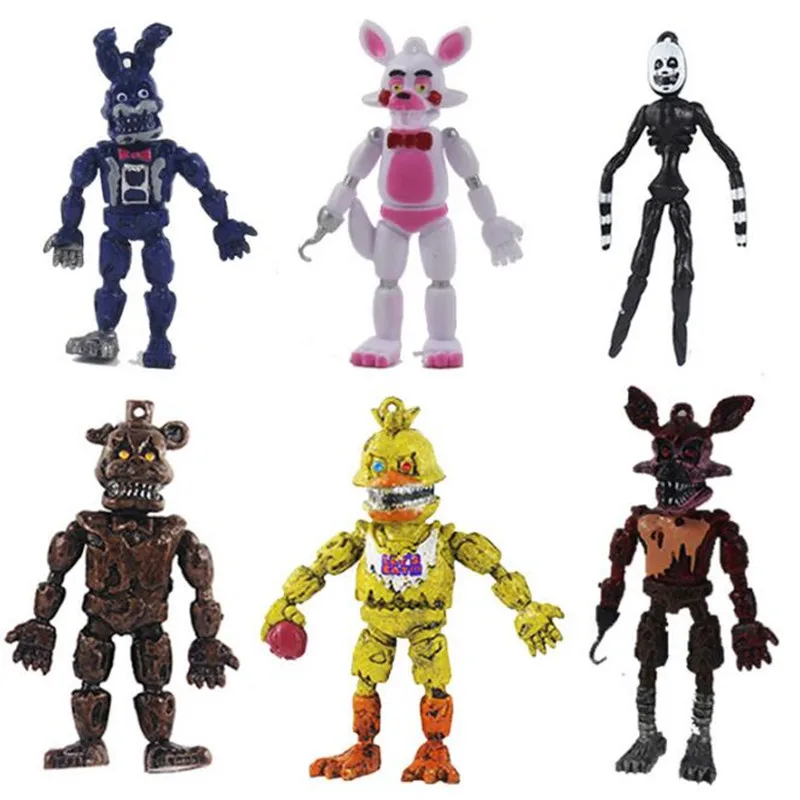 6pcs/set Five Nights At Freddy's figure Toys FNAF Bonnie Foxy Freddy Fazbear Bear Doll PVC Action Toy Figures Kids Gift