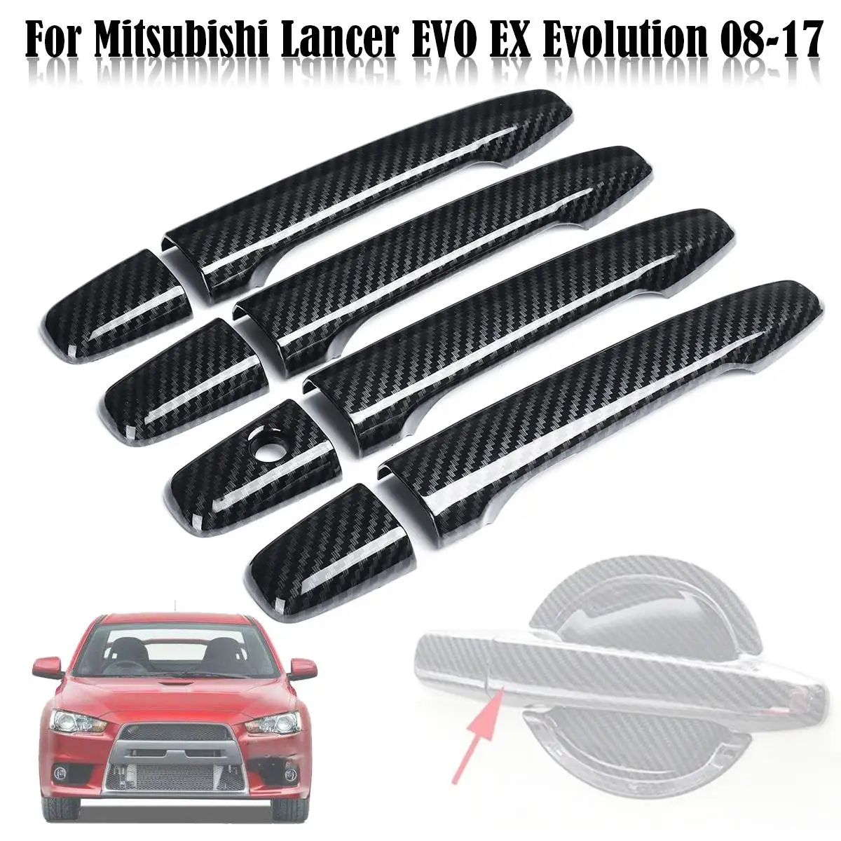 8 шт. ABS углеродное волокно стиль дверные ручки крышки для Mitsubishi Lancer EVO EX Evolution поколения стайлинга автомобилей