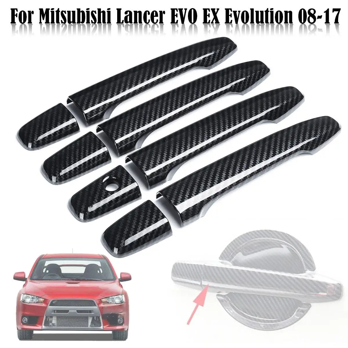 Carbon Fiber Hood Scoop Vent Cover Body Set For Mitsubishi EVO X
