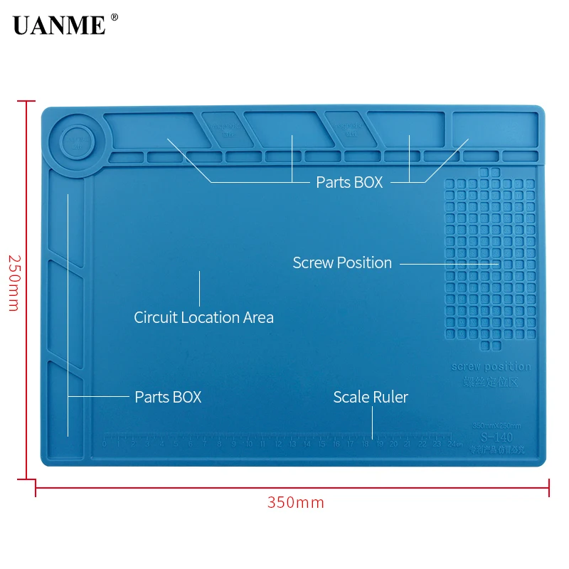 S140 35x25 см Теплоизоляционный силиконовый коврик стол коврик техническое обслуживание платформа с магнитной секцией для BGA продается стационарный ремонт