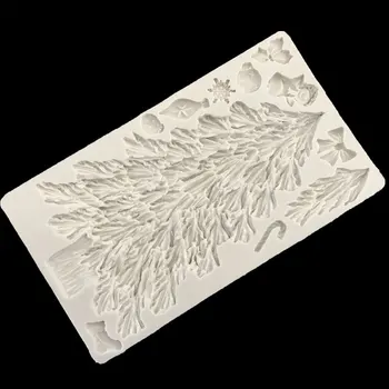 

Good Christmas Tree Snowflake Bow Silicone mold Cake Border Decorating Fondant Molds 3D Chocolate Candy Moulds