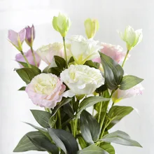 1 шт., Европейский искусственный цветок, 3 головки, Эустома, искусственный цветок, Gradiflorus Lisianthus, для свадьбы, вечеринки, дома, Нового года, декоративный